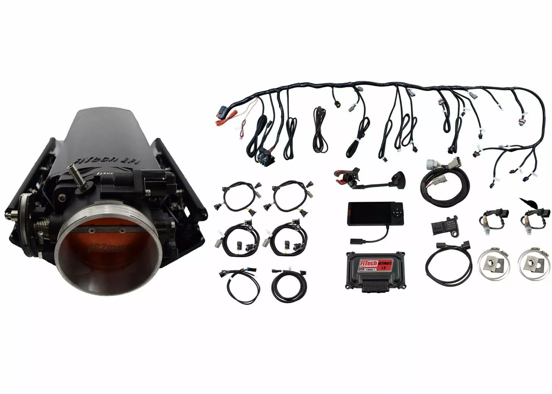 FiTech 70033 Ultimate LS 1000 HP EFI System w/ Long Runner Cathedral Intake and Transm Control