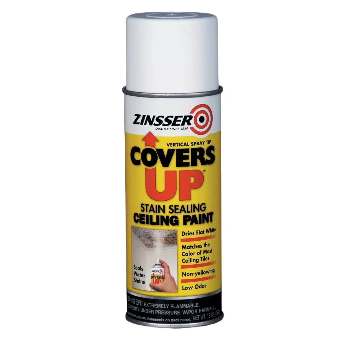 Zinsser Covers Up White Stain Sealing Ceiling Spray Paint, 13 oz.